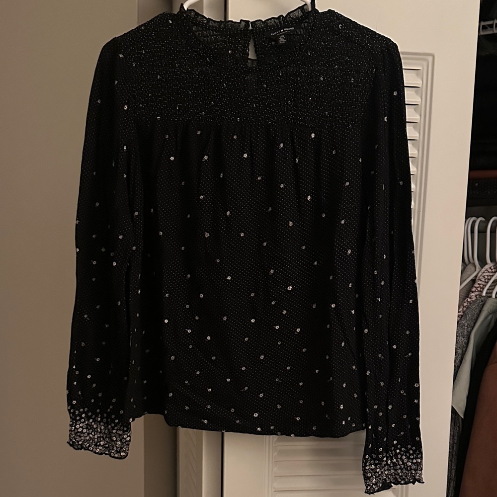 Lucky Brand Black and White Polka Dot Blouse